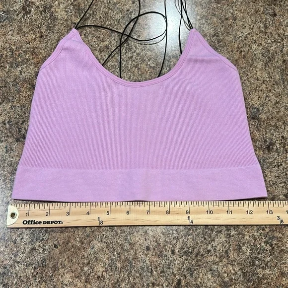 By Together Alani Ribbed Brami Lilac Scoop Neckline Cropped Womens Size M/L - Picture 8 of 12